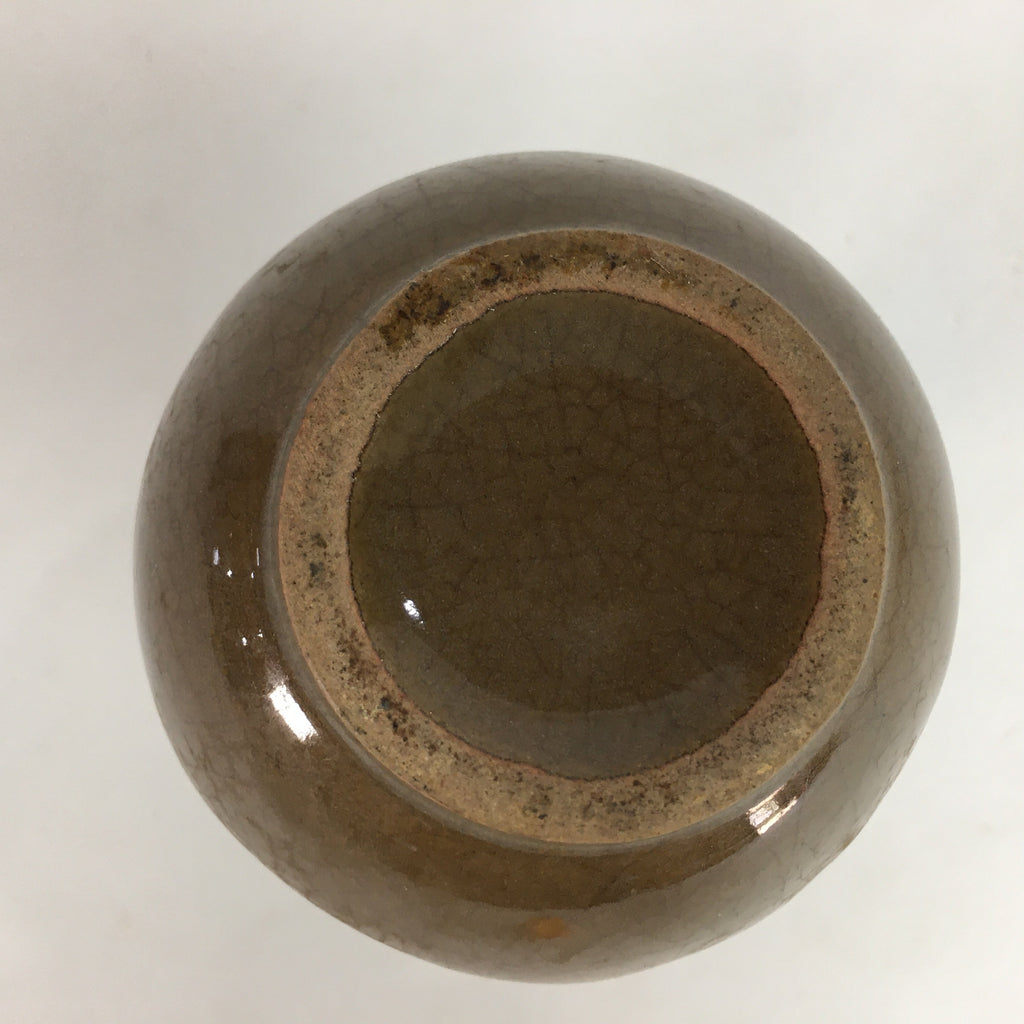 Japanese Ceramic Sake Bottle Vtg Pottery Brown Blue Glaze Tokkuri With Spout TS2