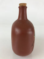 Japanese Ceramic Sake Bottle Vtg Pottery Brown Bottle Pine Tree TS457