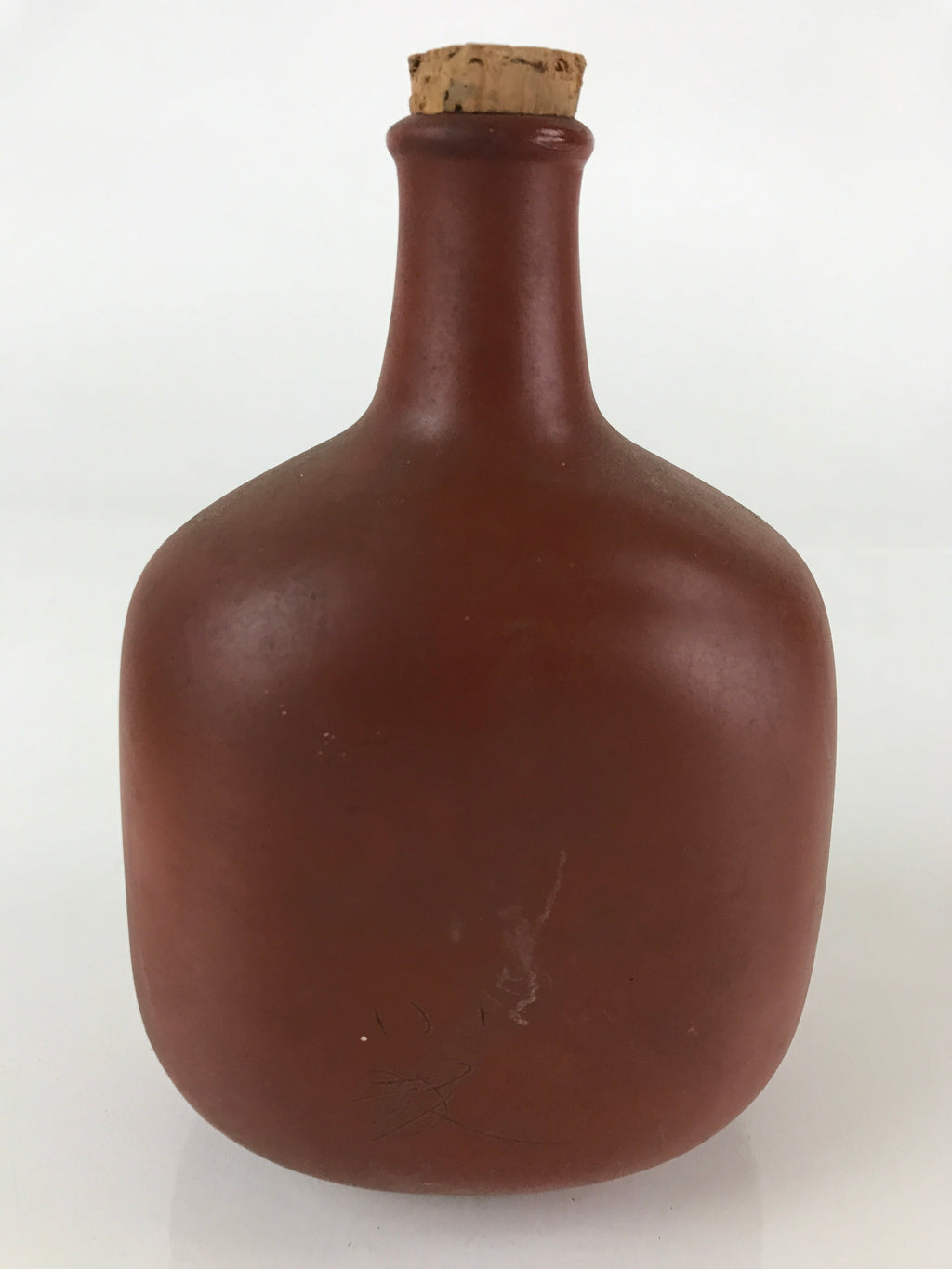 Japanese Ceramic Sake Bottle Vtg Pottery Brown Bottle Pine Tree TS457
