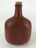 Japanese Ceramic Sake Bottle Vtg Pottery Brown Bottle Pine Tree TS457