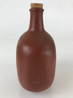 Japanese Ceramic Sake Bottle Vtg Pottery Brown Bottle Pine Tree TS457