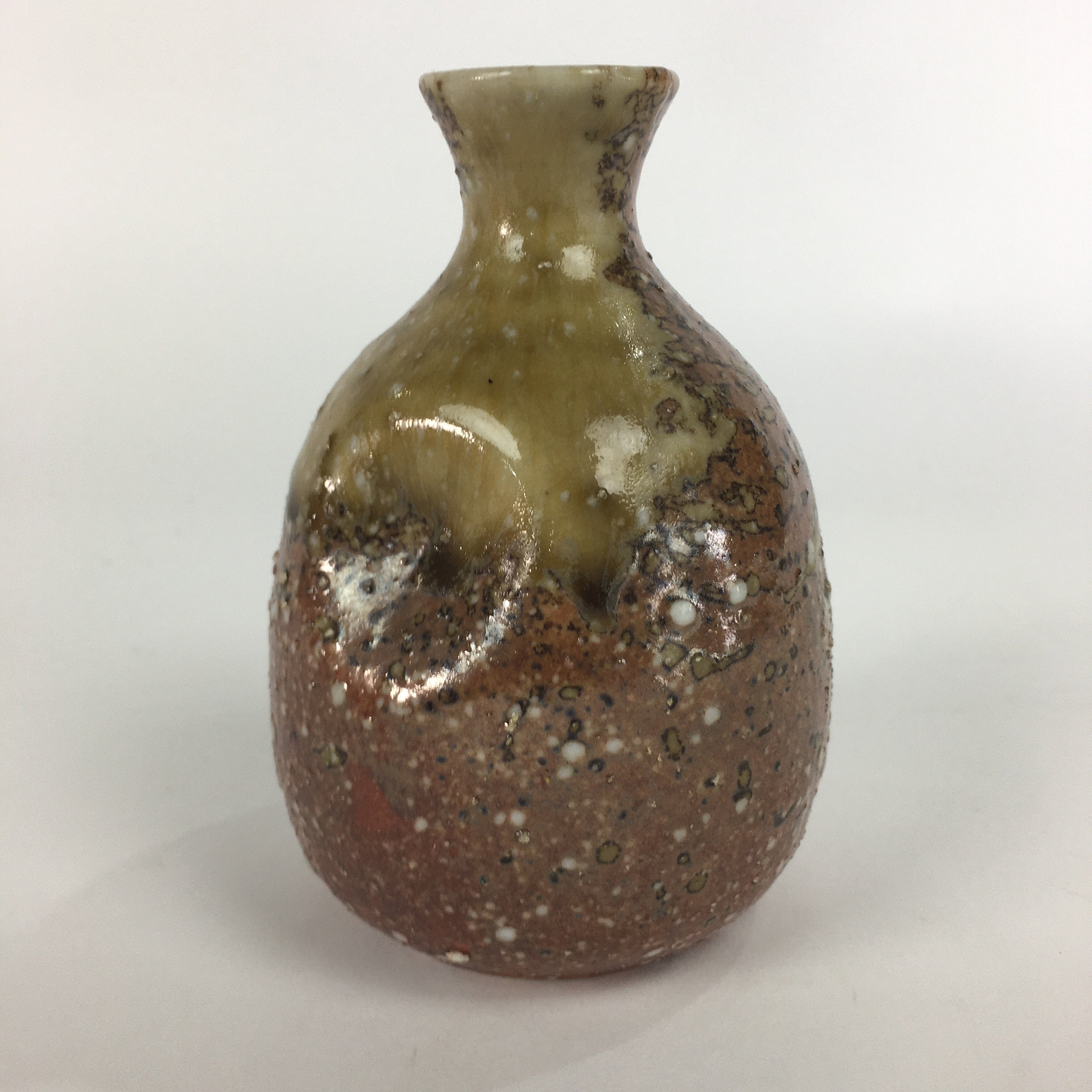 Japanese Ceramic Sake Bottle Vtg Pottery Brown Pebbles Ishihaze Tokkuri TS303