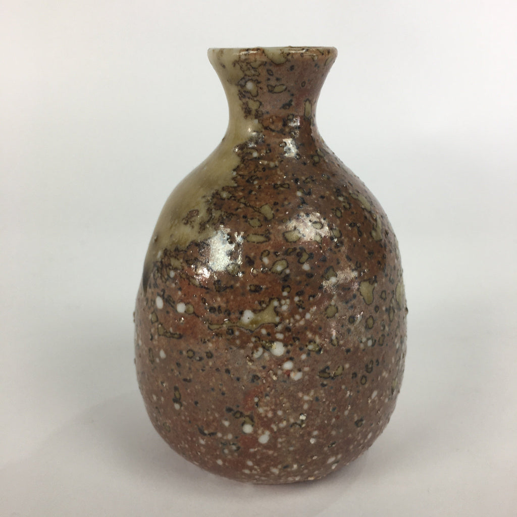 Japanese Ceramic Sake Bottle Vtg Pottery Brown Pebbles Ishihaze Tokkuri TS303