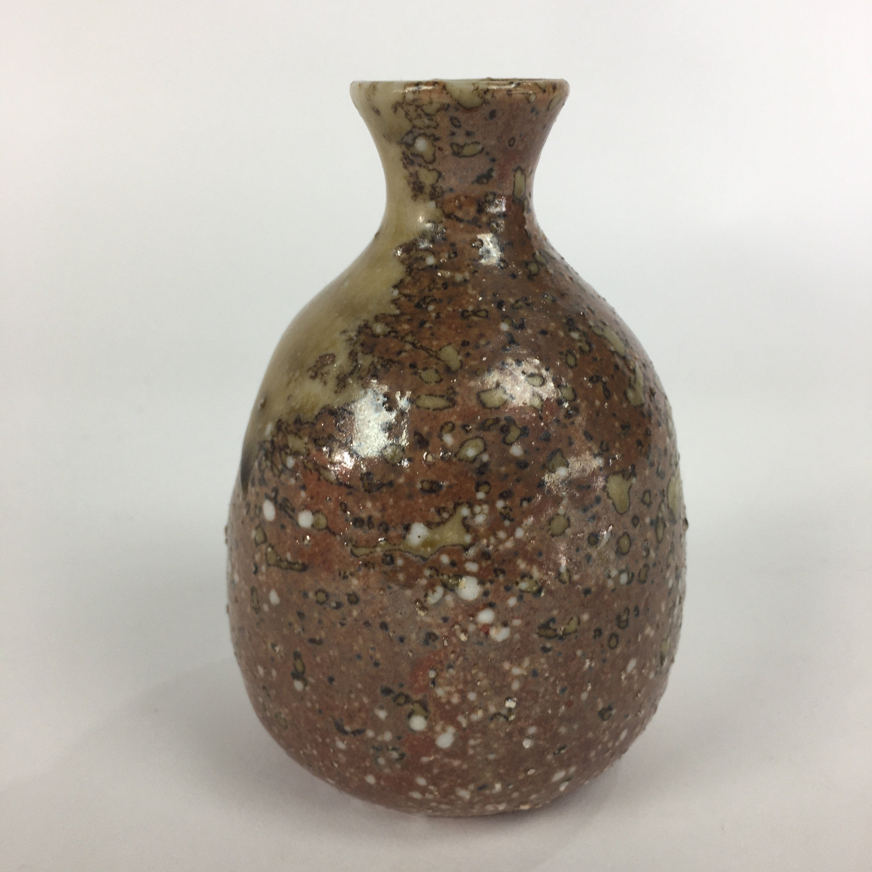 Japanese Ceramic Sake Bottle Vtg Pottery Brown Pebbles Ishihaze Tokkuri TS303