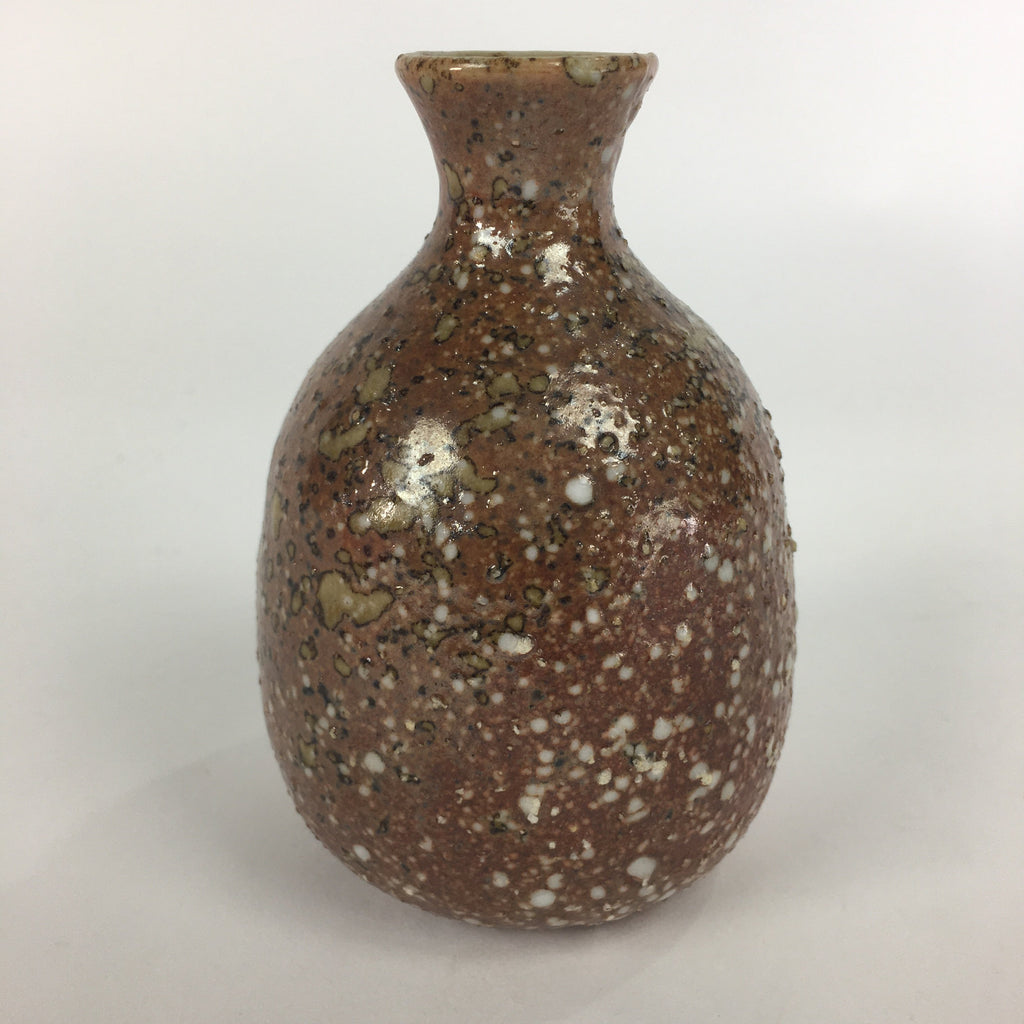 Japanese Ceramic Sake Bottle Vtg Pottery Brown Pebbles Ishihaze Tokkuri TS303