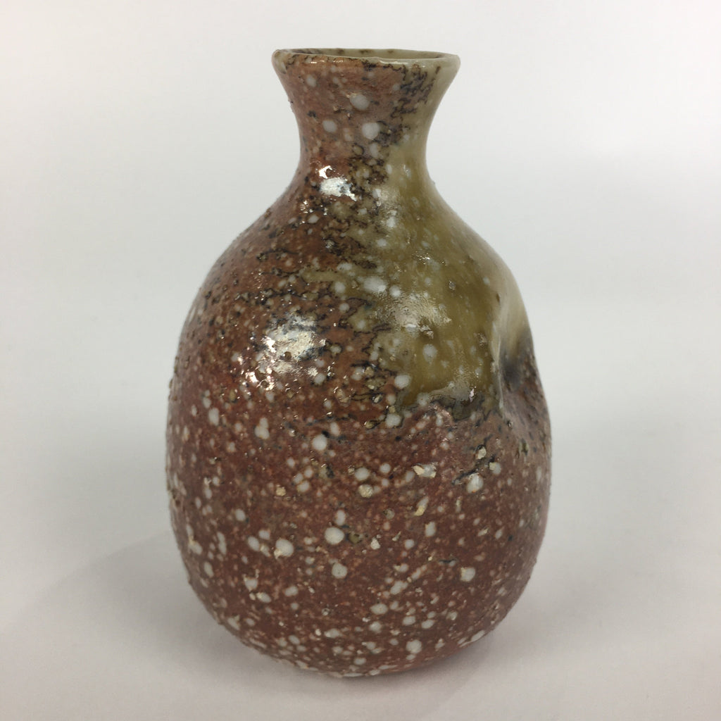 Japanese Ceramic Sake Bottle Vtg Pottery Brown Pebbles Ishihaze Tokkuri TS303