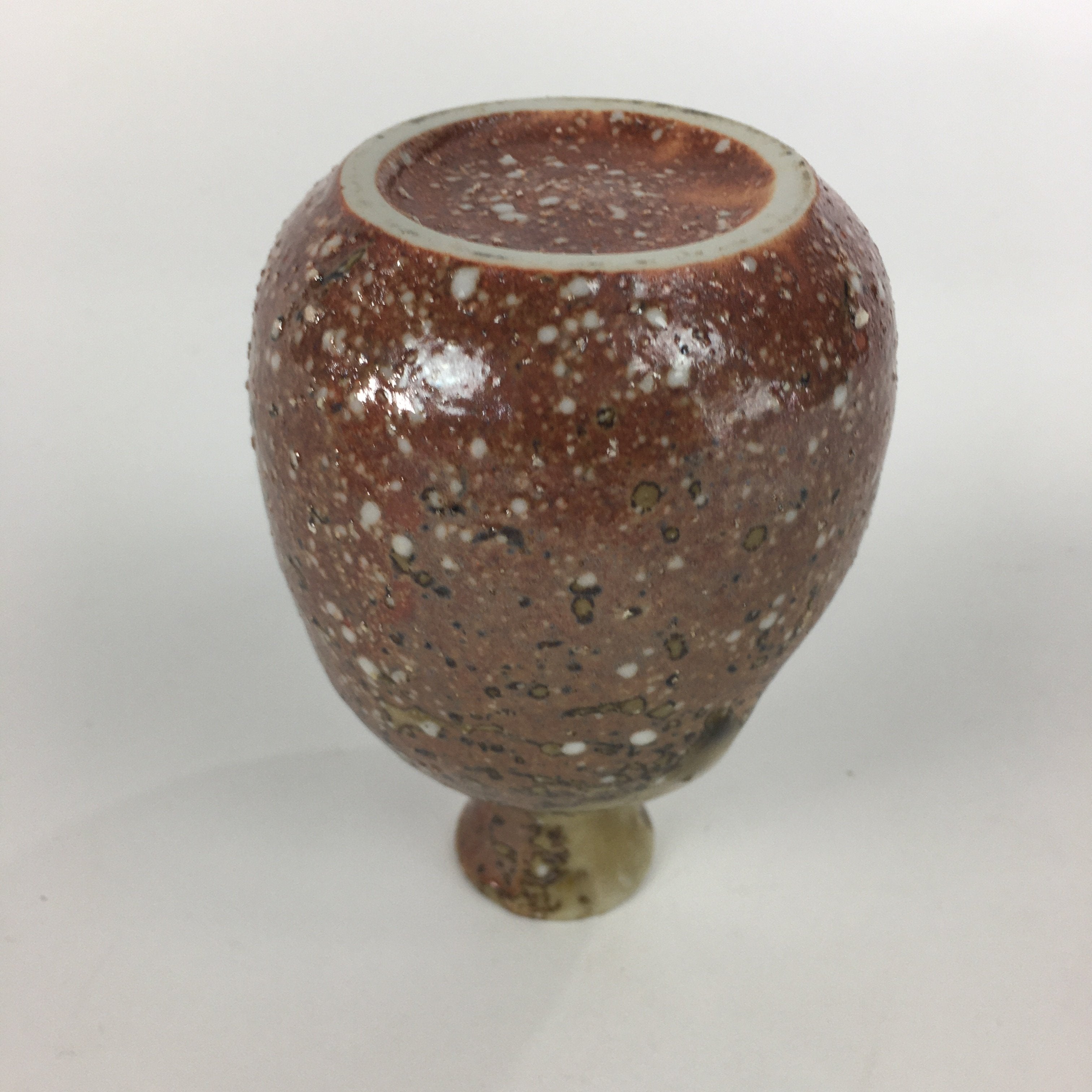 Japanese Ceramic Sake Bottle Vtg Pottery Brown Pebbles Ishihaze Tokkuri TS303