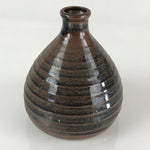 Japanese Ceramic Sake Bottle Vtg Pottery Cylinder Shape Brown TS465