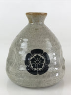 Japanese Ceramic Sake Bottle Vtg Pottery Cylinder Shape Gray TS472