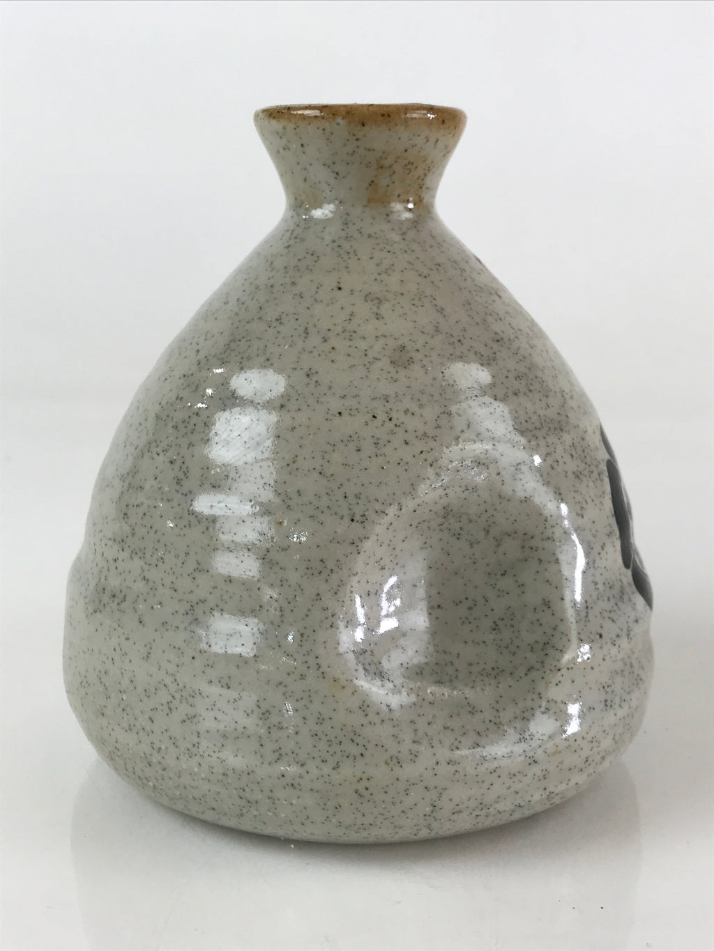 Japanese Ceramic Sake Bottle Vtg Pottery Cylinder Shape Gray TS472