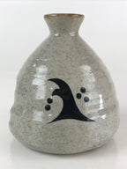 Japanese Ceramic Sake Bottle Vtg Pottery Cylinder Shape Gray TS472