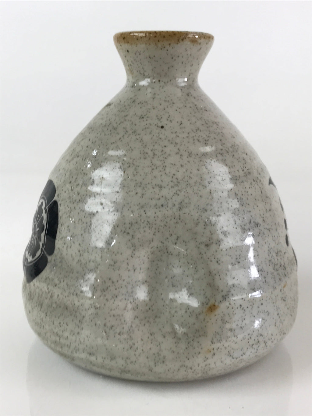 Japanese Ceramic Sake Bottle Vtg Pottery Cylinder Shape Gray TS472