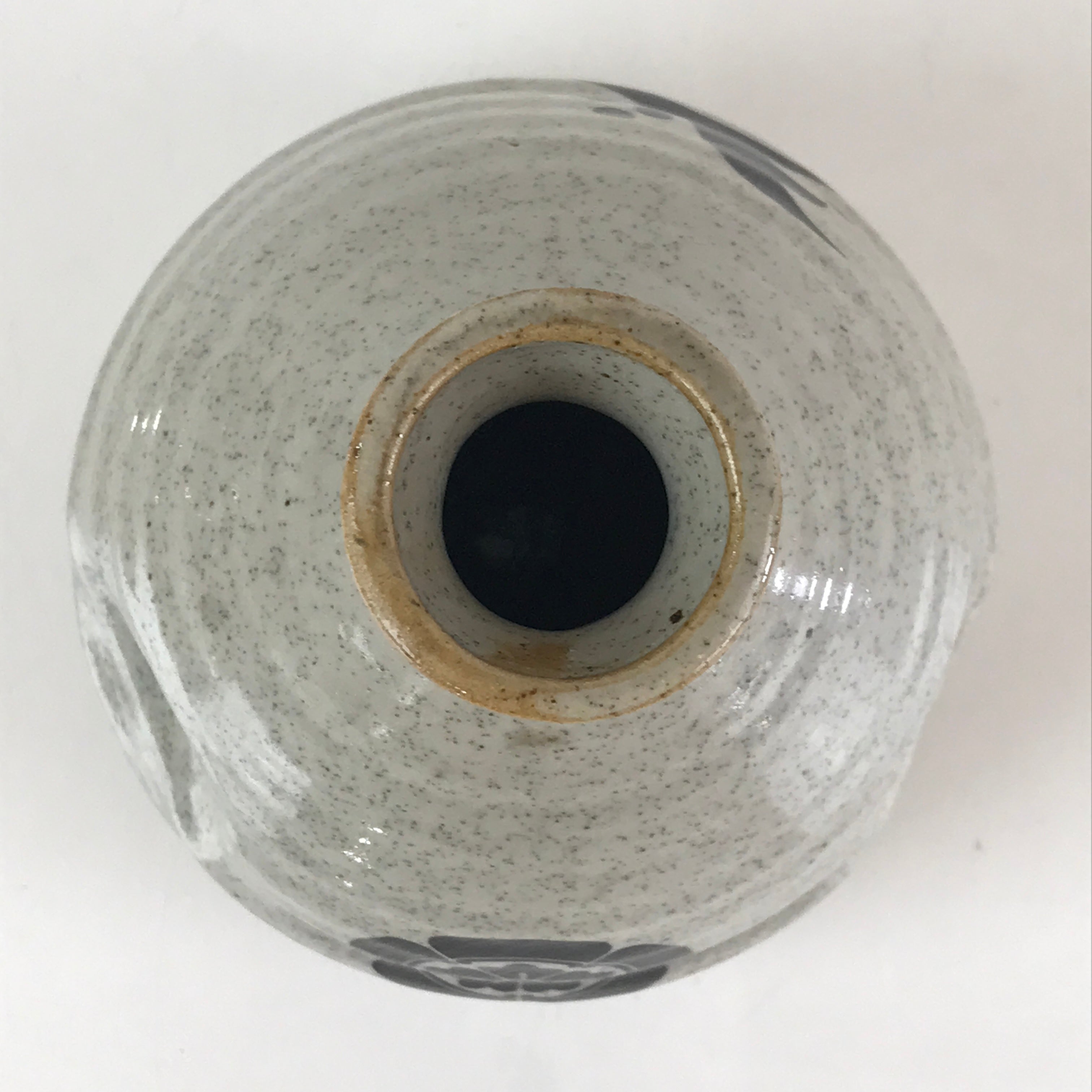 Japanese Ceramic Sake Bottle Vtg Pottery Cylinder Shape Gray TS472