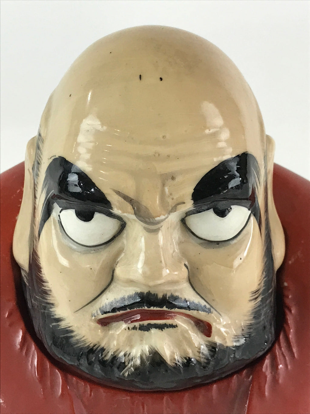 Japanese Ceramic Sake Bottle Vtg Pottery Daruma Daishi Red TS448