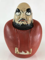 Japanese Ceramic Sake Bottle Vtg Pottery Daruma Daishi Red TS448