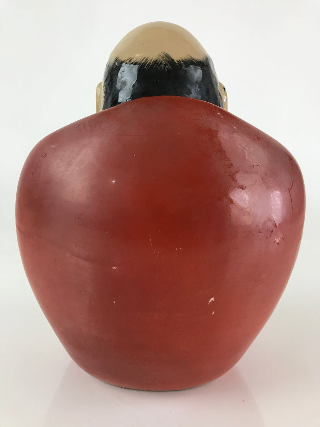 Japanese Ceramic Sake Bottle Vtg Pottery Daruma Daishi Red TS448