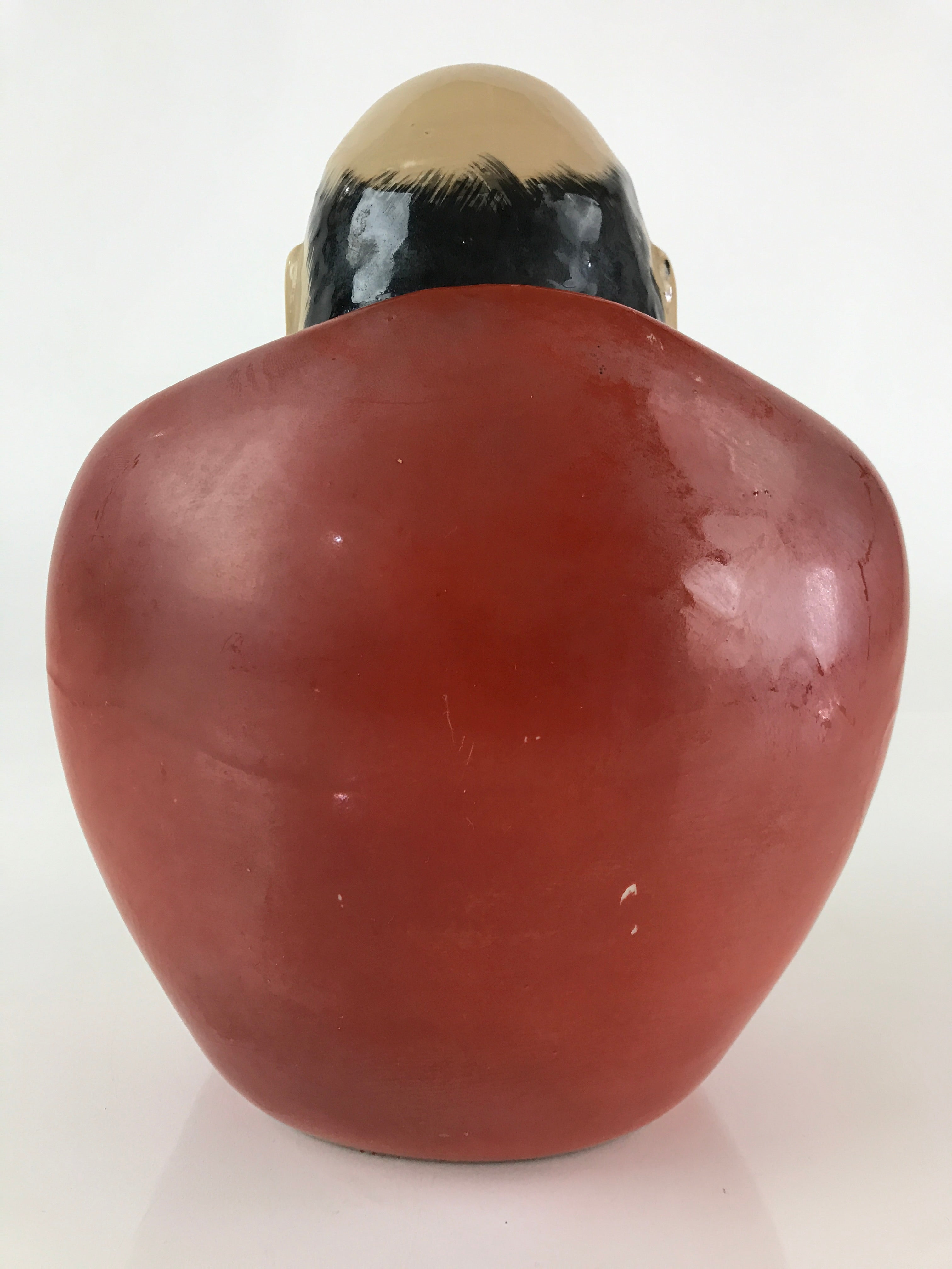 Japanese Ceramic Sake Bottle Vtg Pottery Daruma Daishi Red TS448