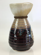 Japanese Ceramic Sake Bottle Vtg Pottery Large Spout Tokkuri Brown TS428