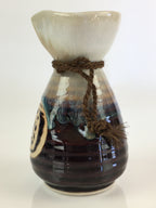 Japanese Ceramic Sake Bottle Vtg Pottery Large Spout Tokkuri Brown TS428
