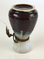 Japanese Ceramic Sake Bottle Vtg Pottery Large Spout Tokkuri Brown TS429