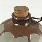 Japanese Ceramic Sake Bottle Vtg Pottery Round Shape Hida White TS464