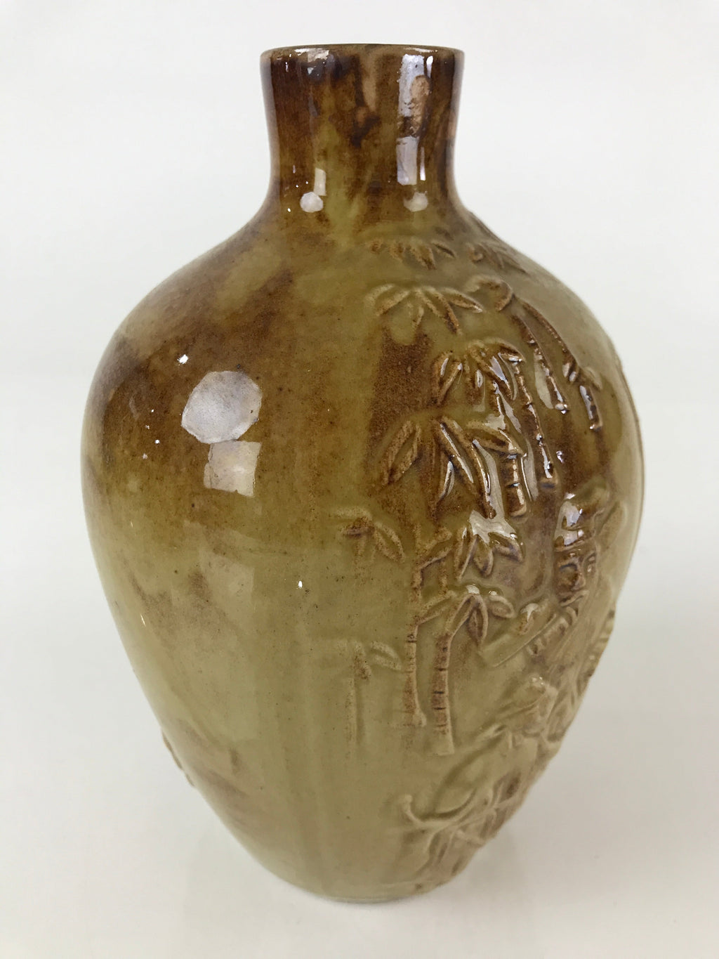 Japanese Ceramic Sake Bottle Vtg Pottery Seven Wise Men Eishogen TS458