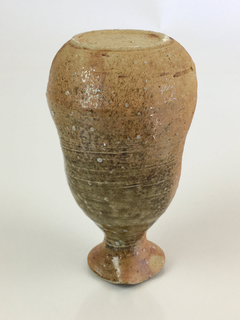 Japanese Ceramic Sake Bottle Vtg Pottery Spout Tokkuri Brown TS426