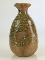 Japanese Ceramic Sake Bottle Vtg Pottery Spout Tokkuri Brown TS426