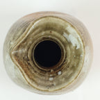 Japanese Ceramic Sake Bottle Vtg Pottery Spout Tokkuri Brown TS426