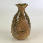 Japanese Ceramic Sake Bottle Vtg Pottery Spout Tokkuri Brown TS426