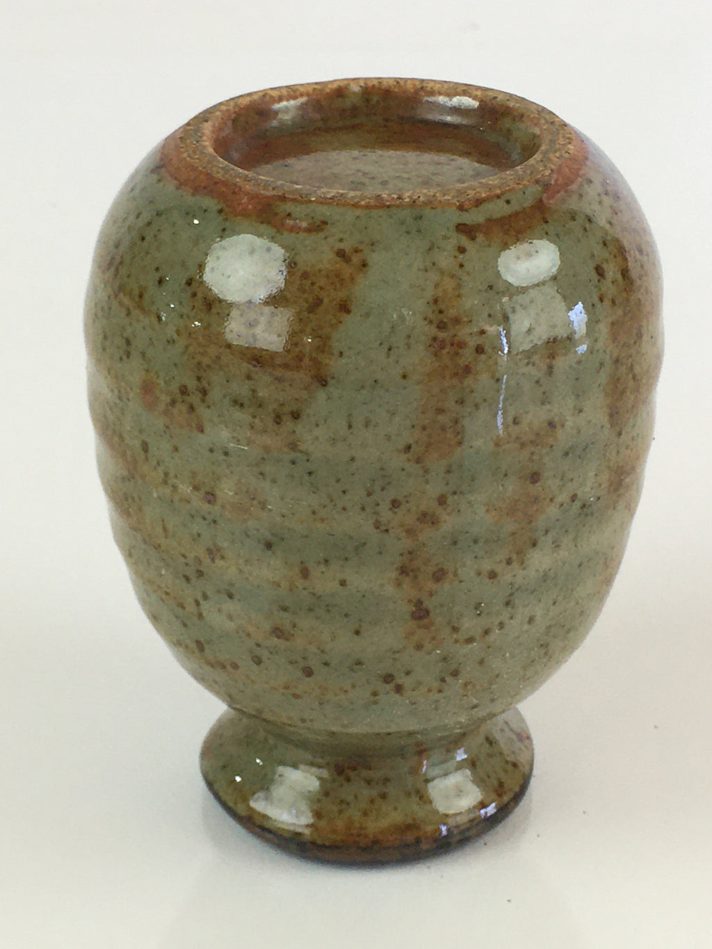Japanese Ceramic Sake Bottle Vtg Pottery Spout Tokkuri Gray Brown TS430