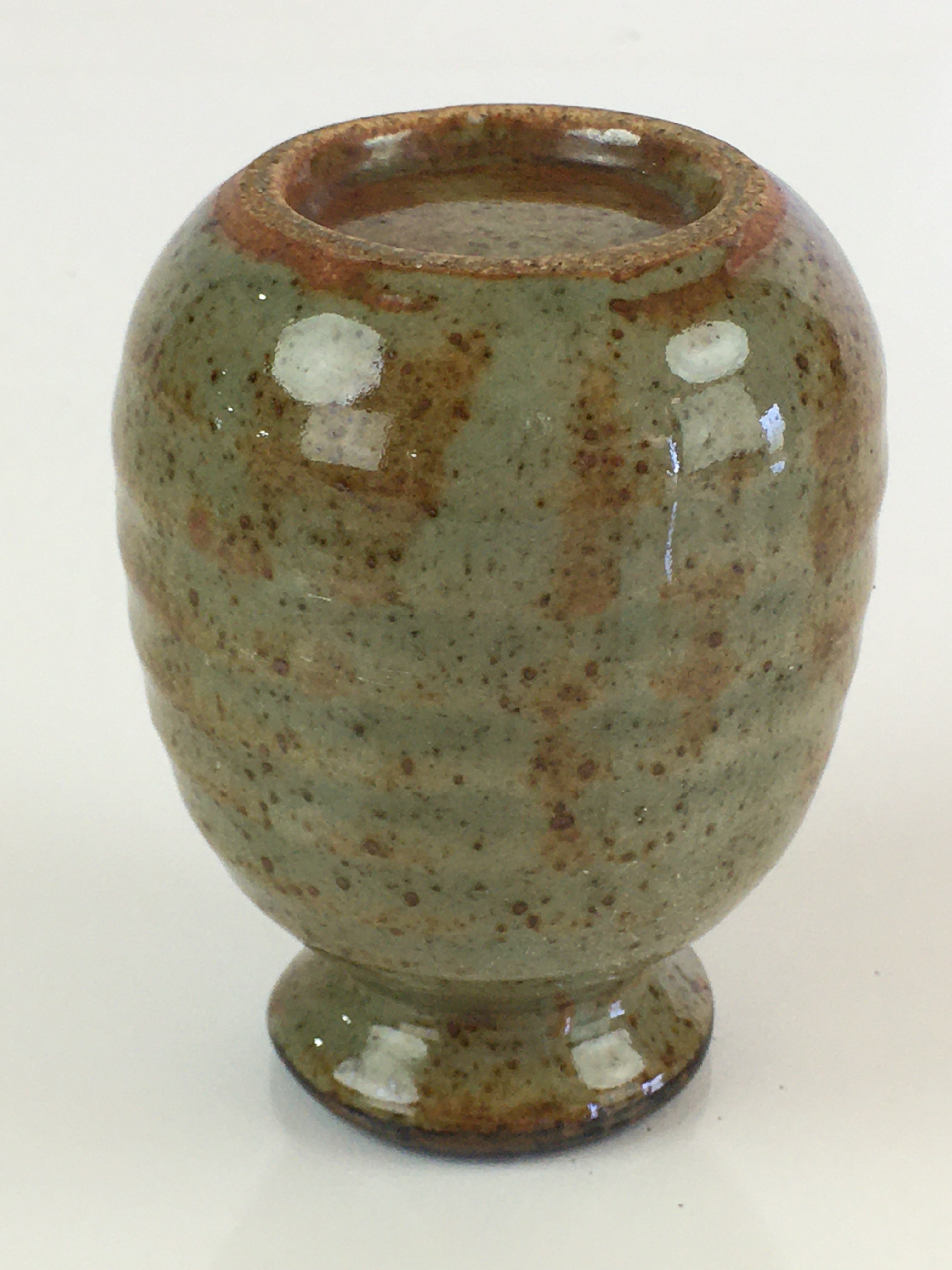 Japanese Ceramic Sake Bottle Vtg Pottery Spout Tokkuri Gray Brown TS430