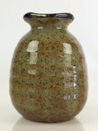 Japanese Ceramic Sake Bottle Vtg Pottery Spout Tokkuri Gray Brown TS430