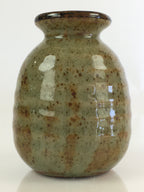 Japanese Ceramic Sake Bottle Vtg Pottery Spout Tokkuri Gray Brown TS430