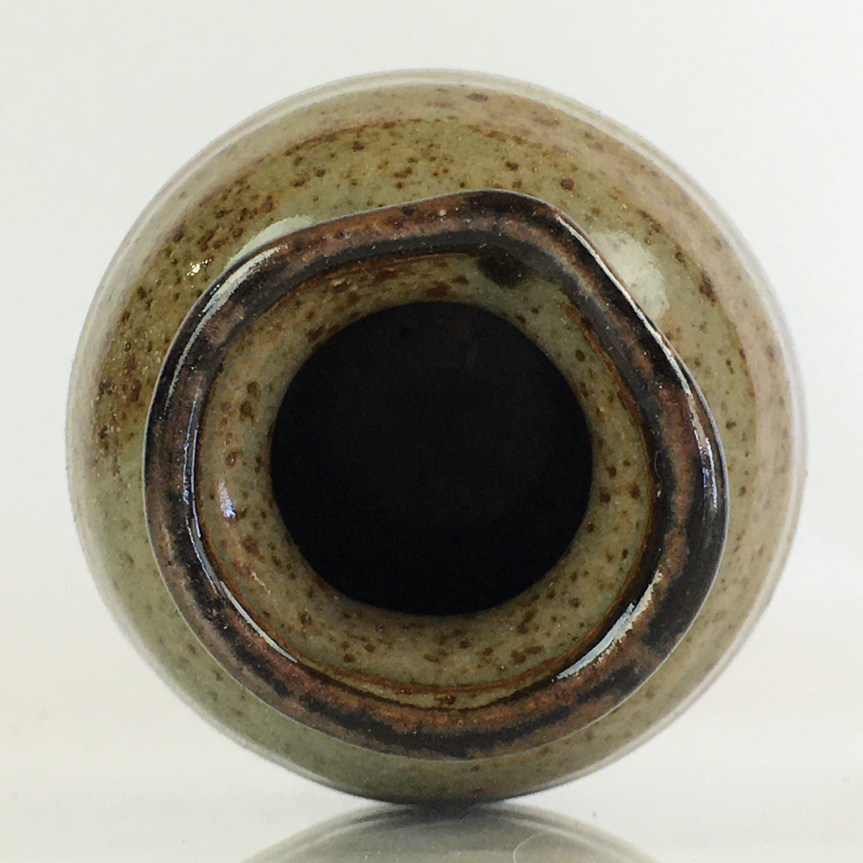 Japanese Ceramic Sake Bottle Vtg Pottery Spout Tokkuri Gray Brown TS430