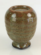 Japanese Ceramic Sake Bottle Vtg Pottery Spout Tokkuri Gray Brown TS430