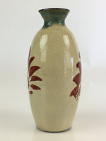 Japanese Ceramic Sake Bottle Vtg Pottery Spout Tokkuri Red Flower TS427