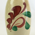 Japanese Ceramic Sake Bottle Vtg Pottery Spout Tokkuri Red Flower TS427