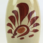 Japanese Ceramic Sake Bottle Vtg Pottery Spout Tokkuri Red Flower TS427