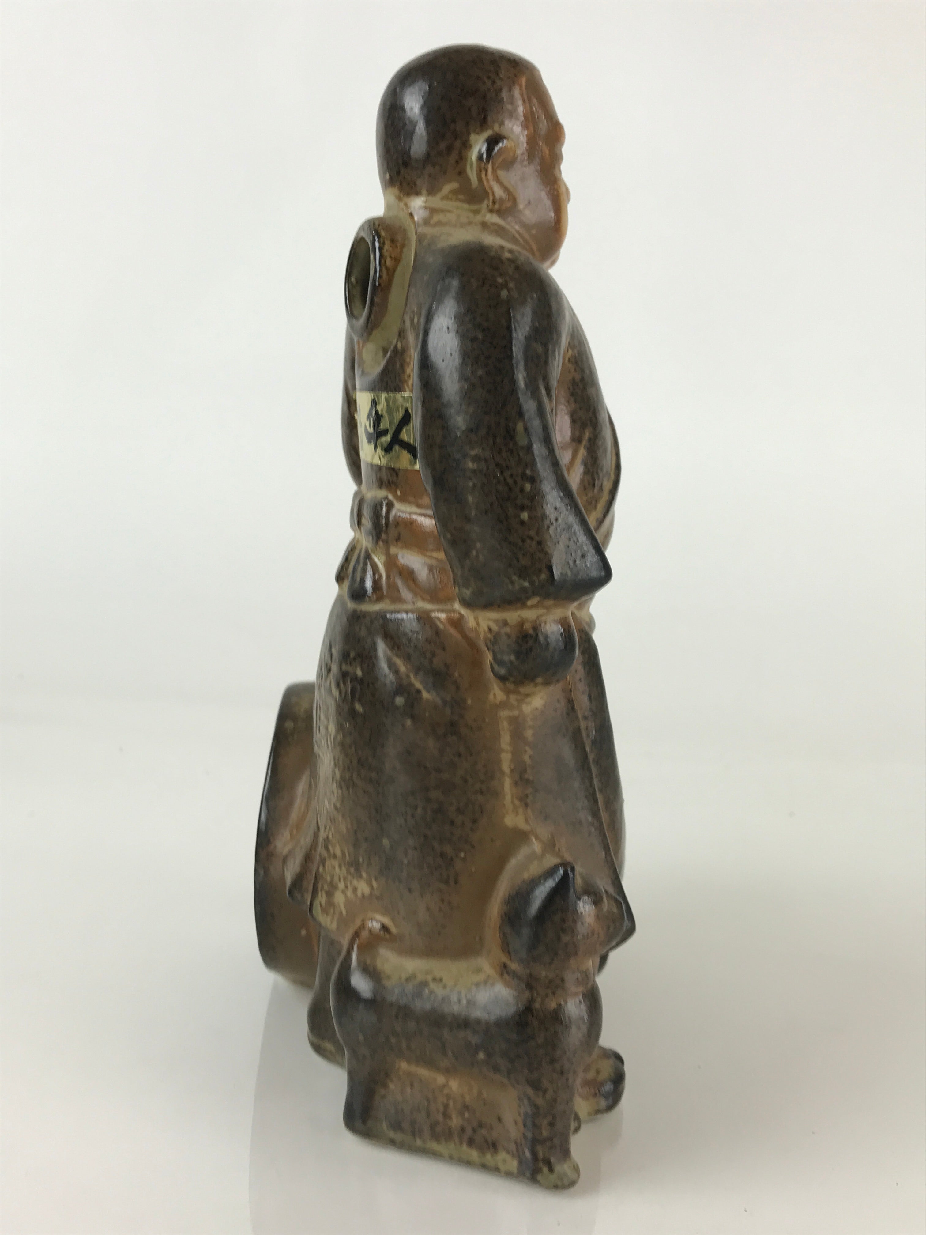 Japanese Ceramic Sake Bottle Vtg Pottery Takamori Saigo Satsuma TS456