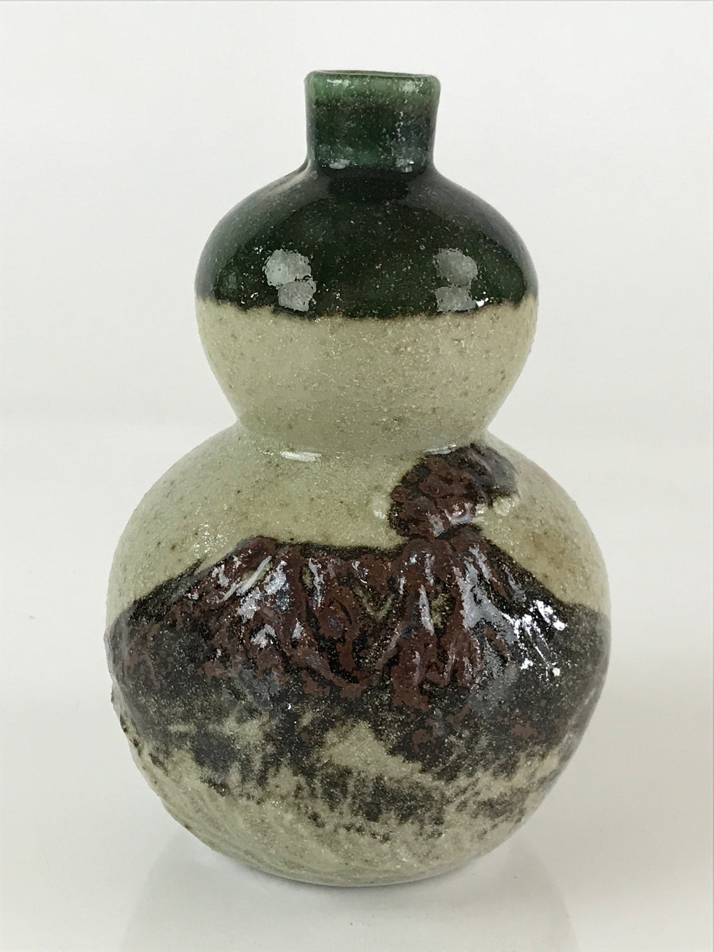 Japanese Ceramic Sake Bottle Vtg Pottery Tokkuri Gourd Shape TS474