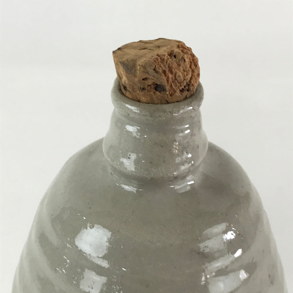 Japanese Ceramic Sake Bottle Vtg Pottery Tokkuri Gray Sweet Sake TS473