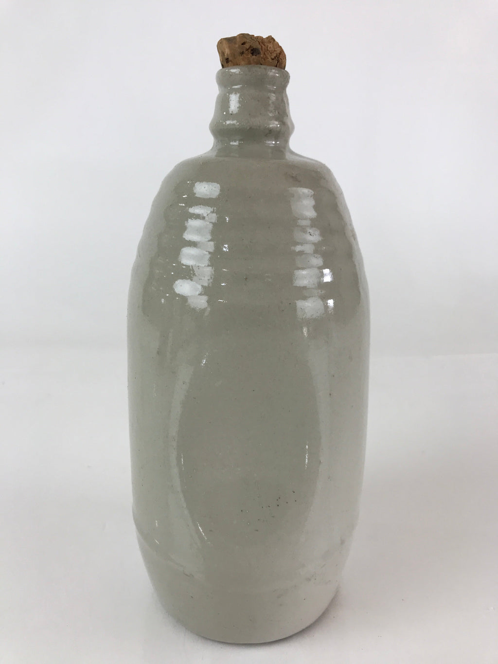 Japanese Ceramic Sake Bottle Vtg Pottery Tokkuri Gray Sweet Sake TS473