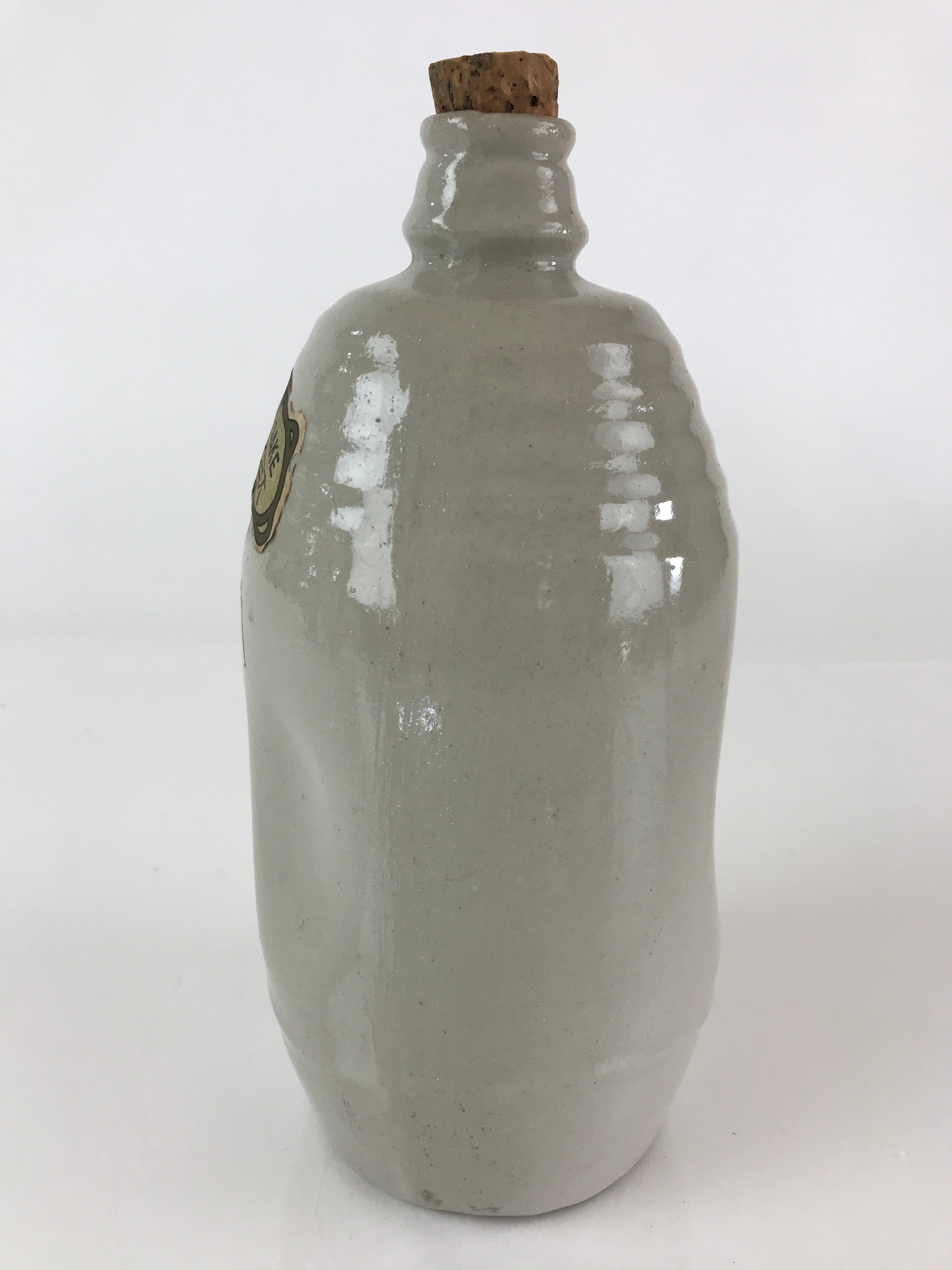 Japanese Ceramic Sake Bottle Vtg Pottery Tokkuri Gray Sweet Sake TS473