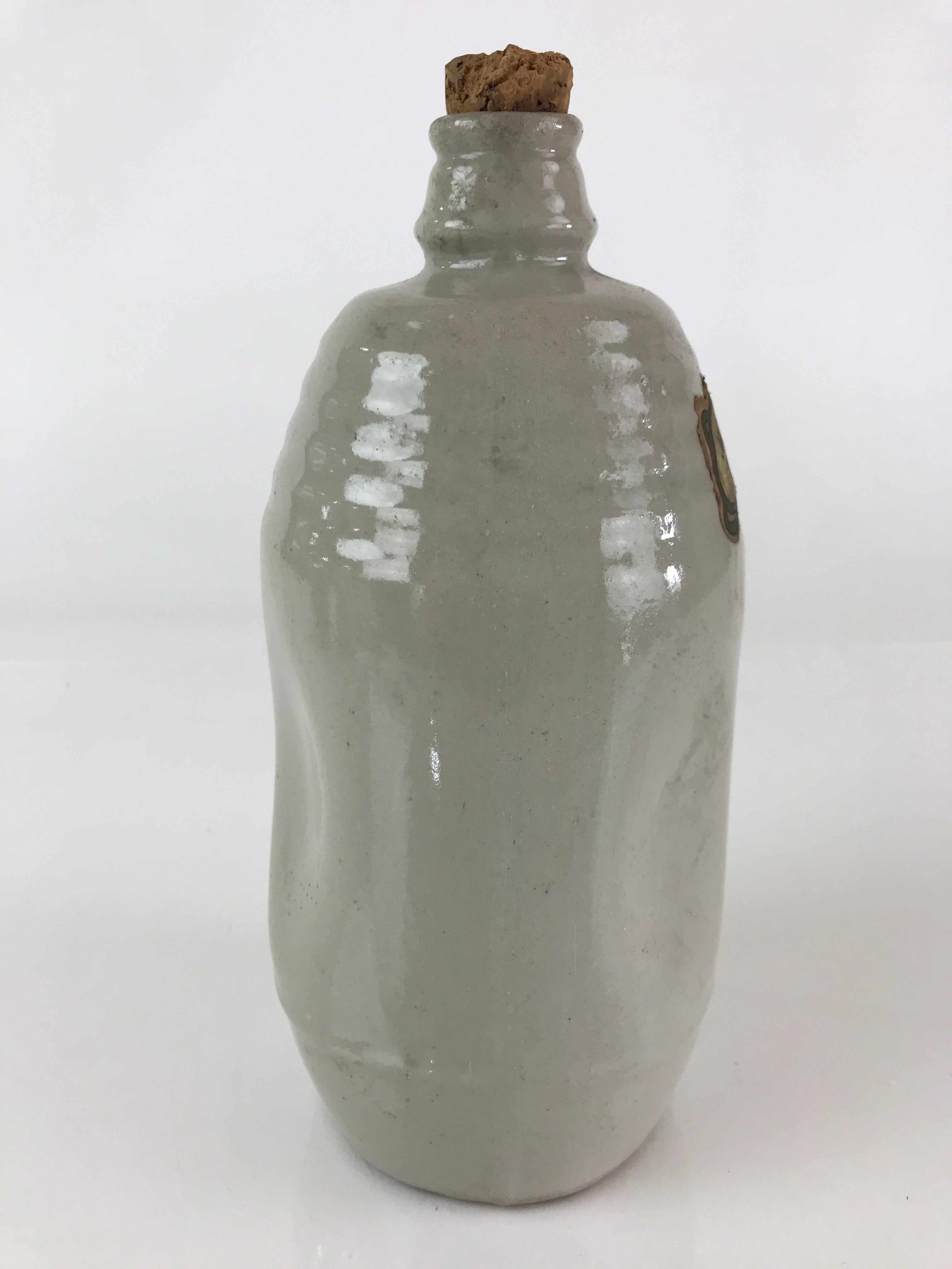 Japanese Ceramic Sake Bottle Vtg Pottery Tokkuri Gray Sweet Sake TS473