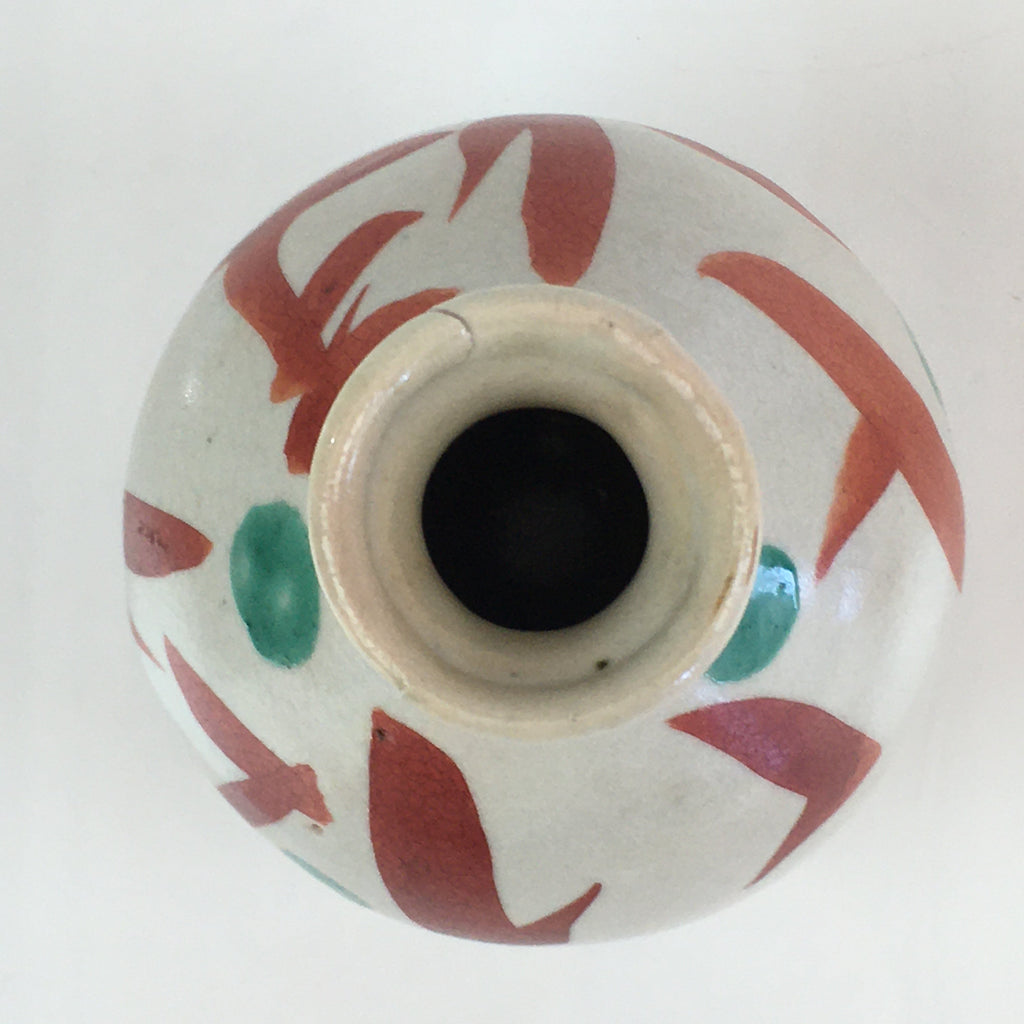 Japanese Ceramic Sake Bottle Vtg Pottery Tokkuri Hiragana Letters TS436