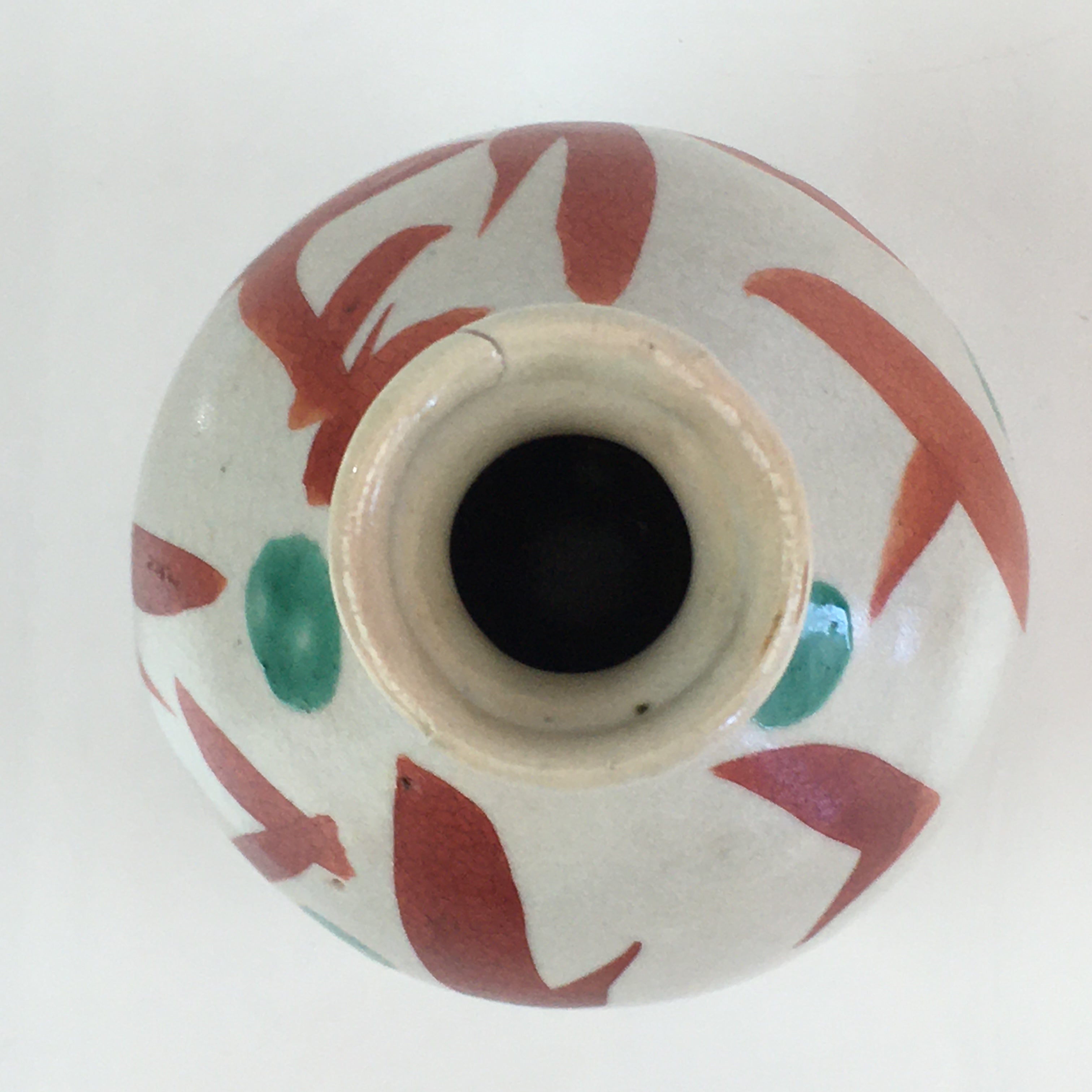 Japanese Ceramic Sake Bottle Vtg Pottery Tokkuri Hiragana Letters TS436