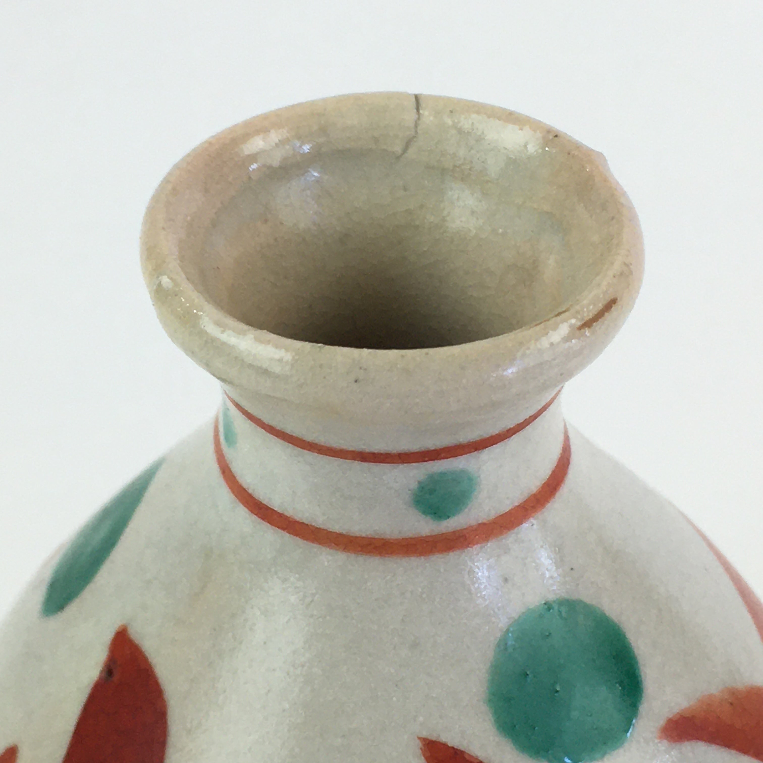 Japanese Ceramic Sake Bottle Vtg Pottery Tokkuri Hiragana Letters TS436