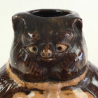 Japanese Ceramic Sake Bottle Vtg Pottery Tokkuri Raccoon Dog Shape TS438