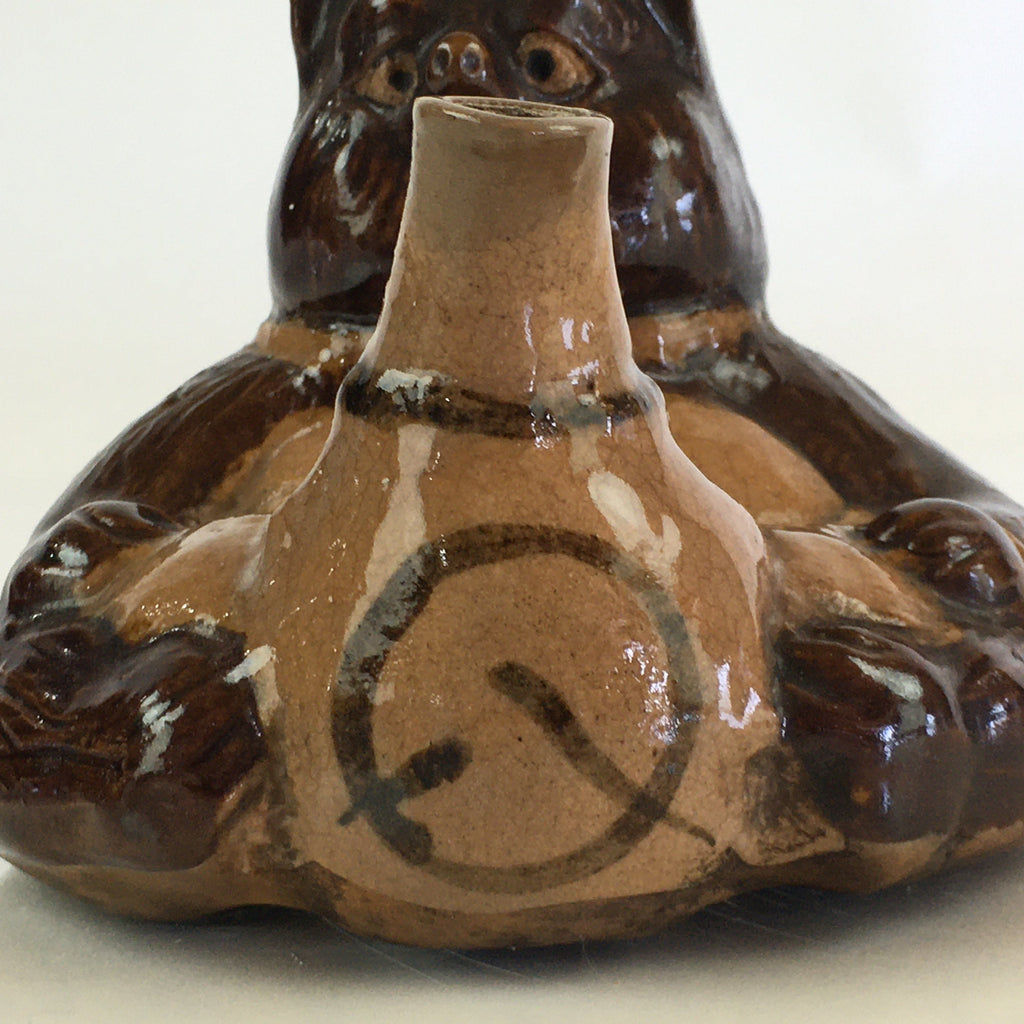 Japanese Ceramic Sake Bottle Vtg Pottery Tokkuri Raccoon Dog Shape TS438